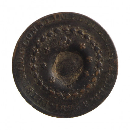 Moeda C-607 40 Réis 1826 R BC C/ Carimbo Não Identificado Cobre Ø35mm 14,34gr.
