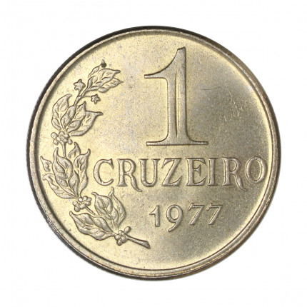 Moeda V-322 1 Cruzeiro 1977 FC Data Escasaa Cupro Níquel Ø29mm 10,2gr.