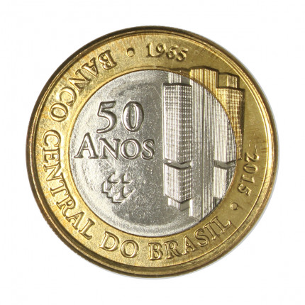 Moeda V-622 1 Real 2015 FC 50 Anos Banco Central Bimetálico Ø27mm 7gr.