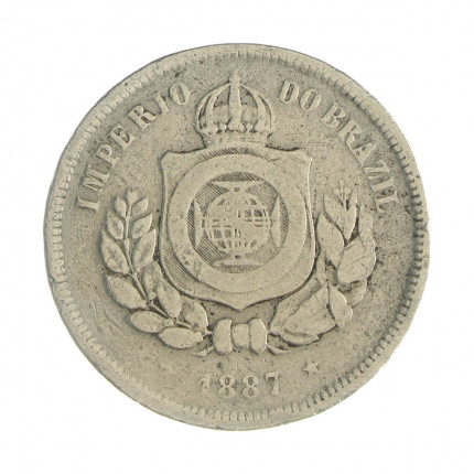Moeda V-029 100 Réis 1887 BC Cupro Níquel Ø27mm 10gr.
