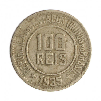 Moeda V-089 100 Réis 1935  MBC Cupro Níquel  Ø21mm 5gr.