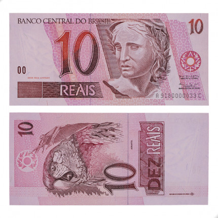 Cédula C-291 10 Reais 1999 1º Série FE - Pedro S. Malan / Armínio Fraga Neto (1ª chancela)