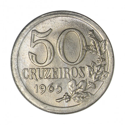 Moeda V-286 50 Cruzeiros 1965 FC Cupro Níquel Ø18mm 3,3gr.