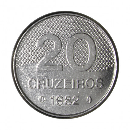 Moeda V-363 20 Cruzeiros 1982 SOB/FC Igreja Aço Inoxidável Ø26mm 6,33gr.