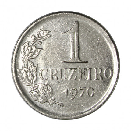 Moeda V-318 1 Cruzeiro 1970 MBC+ C/ Sinais de Limpeza Níquel Ø29mm 10gr.