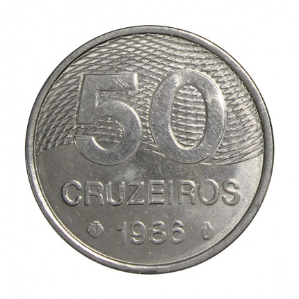 Moeda V-373 50 Cruzeiros 1986 SOB/FC Plano Piloto Aço Inoxidável Ø28mm 6,49gr.