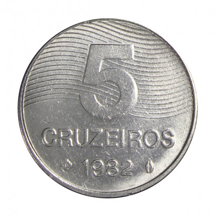 Moeda V-351 5 Cruzeiros 1982 SOB/FC Café Aço Inoxidável Ø22mm 4,5gr.