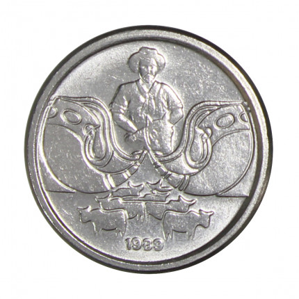 Moeda V-404 1 Centavo 1989 SOB/FC Aço Inoxidável Ø16,5mm 2gr.