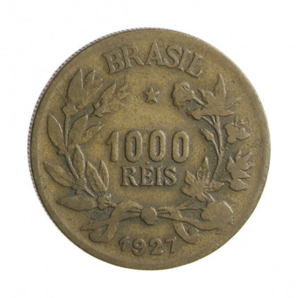 Moeda V-130 1000 Réis 1927 MBC Bronze Alumínio Ø27mm 8gr.