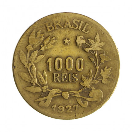 Moeda V-130 1000 Réis 1927 BC/MBC Bronze Alumínio Ø27mm 8gr.*