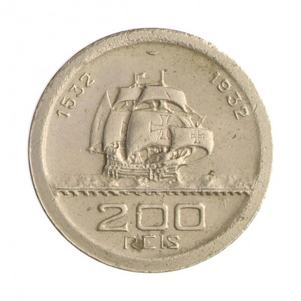 Moeda V-136 200 Réis 1932 MBC+ Vicentina 4º Centenário da Colonização do Brasil Cupro Níquel Ø25mm 8gr.*