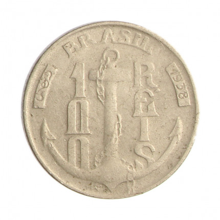 Moeda V-142 100 Réis 1938 MBC Tamandaré Cupro Níquel Ø20mm 4,5gr.