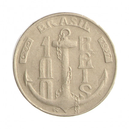 Moeda V-141 100 Réis 1937 MBC+ Tamandaré Cupro Níquel Ø20mm 4,5gr.