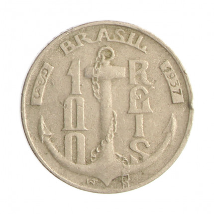 Moeda V-141 100 Réis 1937 MBC Tamandaré Cupro Níquel Ø20mm 4,5gr.