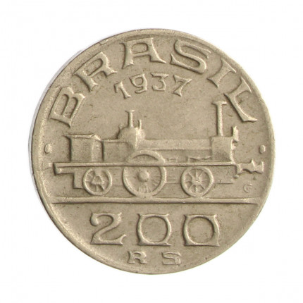 Moeda V-144 200 Réis 1937 MBC+ Visconde de Mauá Cupro Níquel Ø23mm 6gr.