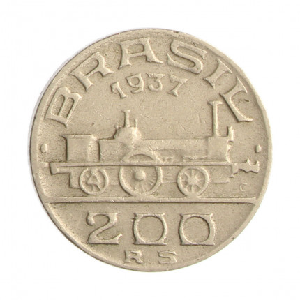 Moeda V-144 200 Réis 1937 MBC Visconde de Mauá Cupro Níquel Ø23mm 6gr.