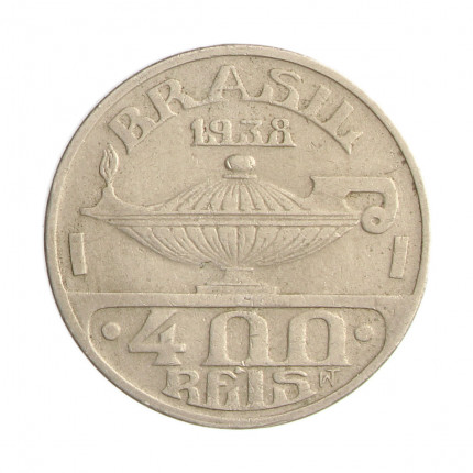 Moeda V-151 400 Réis 1938 MBC Oswaldo Cruz Cupro Níquel Ø28mm 10gr.