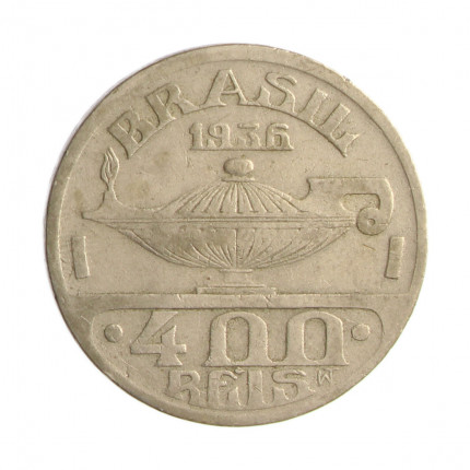 Moeda V-149 400 Réis 1936 MBC Oswaldo Cruz Cupro Níquel Ø28mm 10gr.