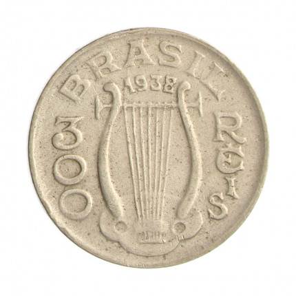 Moeda V-148 300 Réis 1938 MBC+ Carlos Gomes Cupro Níquel Ø25mm 8gr.