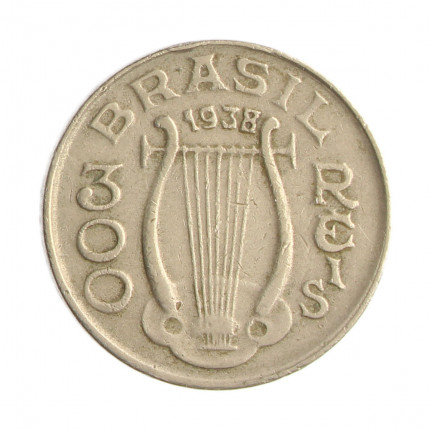 Moeda V-148 300 Réis 1938 MBC Carlos Gomes Cupro Níquel Ø25mm 8gr.