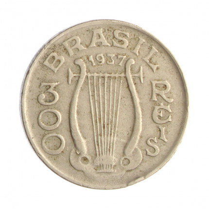 Moeda V-147 300 Réis 1937 MBC Carlos Gomes Cupro Níquel Ø25mm 8gr.Q