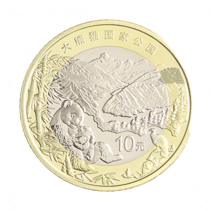 Moeda Km#New 10 Yuan 2023 FC China Ásia Parque Nacional do Panda Gigante Bimetálico Ø27mm 9,2gr.