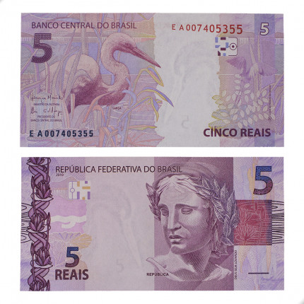 Cédula C-343 EA 5 Reais 2017 FE - Henrique de C. Meirelles / Ilan Goldfajn