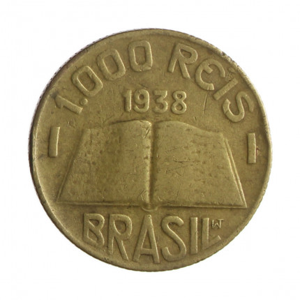 Moeda V-159 1000 Réis 1938 MBC+ José Anchieta Bronze Alumínio Ø24,5mm 7gr.