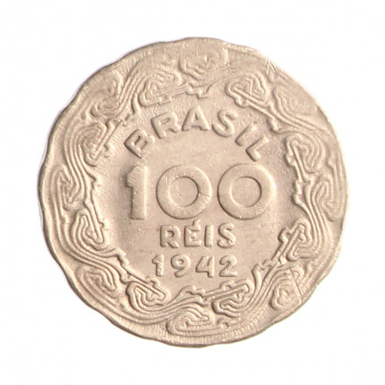 Moeda V-165 100 Réis 1942 MBC/SOB Níquel Rosa Ø17mm 2,5gr.