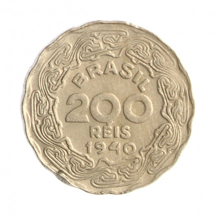 Moeda V-167 200 Réis 1940 MBC+ Cupro Níquel Ø19mm 3,5gr.