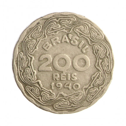 Moeda V-167 200 Réis 1940 MBC Cupro Níquel Ø19mm 3,5gr.