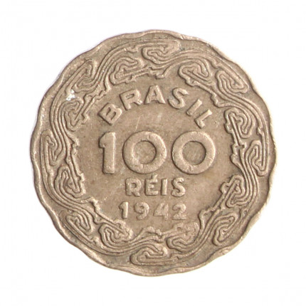Moeda V-165 100 Réis 1942 MBC Níquel Rosa Ø17mm 2,5gr.