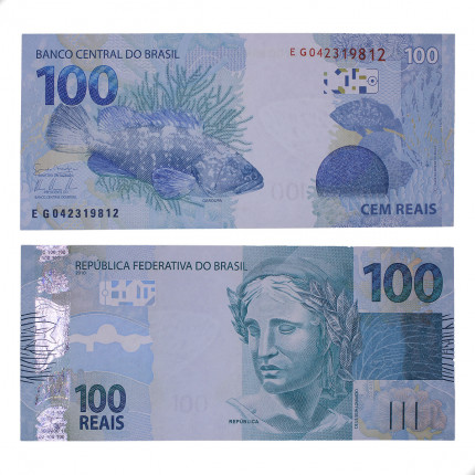 Cédula C-365 EG 100 Reais 2014 SOB - Guido Mantega 2ª Chancela / Alexandre A. Tombini