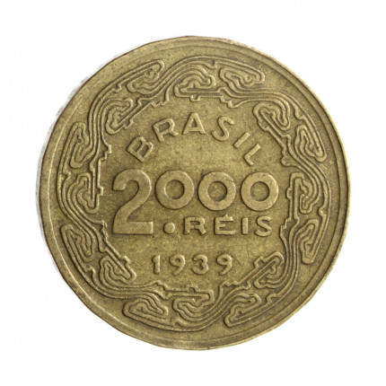 Moeda V-177 2000 Réis 1939 MBC+ Floriano Peixoto Bronze Alumínio Ø26,5mm 9gr.