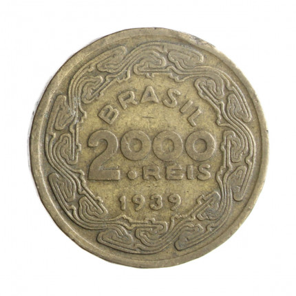 Moeda V-177 2000 Réis 1939 MBC Floriano Peixoto Bronze Alumínio Ø26,5mm 9gr.