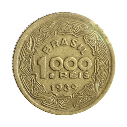 Moeda V-176 1000 Réis 1939 MBC+ Tobias Barreto Bronze Alumínio Ø24,5mm 7gr.