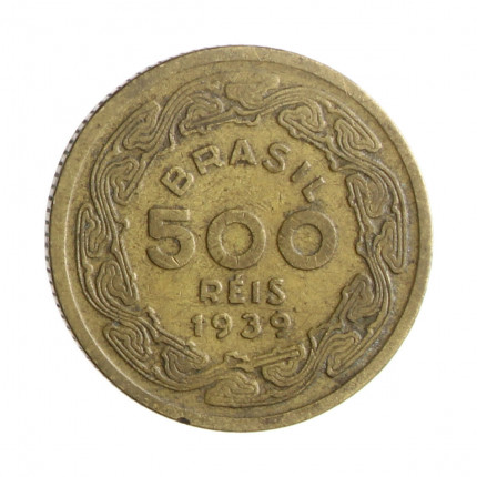 Moeda V-175 500 Réis 1939 MBC Machado de Assis Bronze Alumínio Ø22,5mm 5gr.
