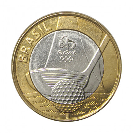 Moeda V-608 1 Real 2014 SOB Golfe Bimetálico Ø27mm 7gr.