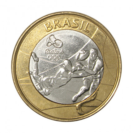 Moeda V-613 1 Real 2015 SOB Rugby Bimetálico Ø27mm 7gr.