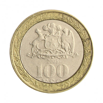 Moeda KM#236 100 Pesos 2005 SO MBC Chile América Bimetálico Ø23,5mm 7,58gr.