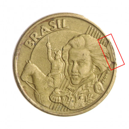 Moeda V-495 10 Centavos 2002 MBC Cunho Quebrado Aço R Bronze Ø20mm 4,8gr.