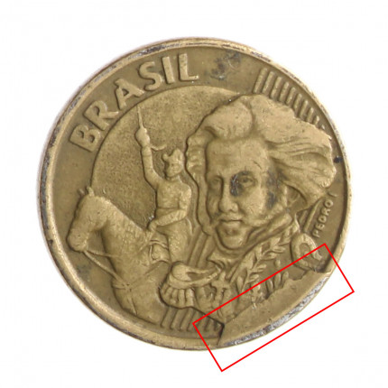 Moeda V-494 10 Centavos 2001 MBC Cunho Quebrado Aço R Bronze Ø20mm 4,8gr.*
