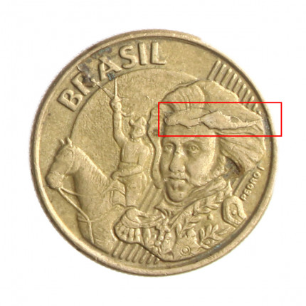 Moeda V-502 10 Centavos 2009 MBC Cunho Trincado Aço R Bronze Ø20mm 4,8gr.