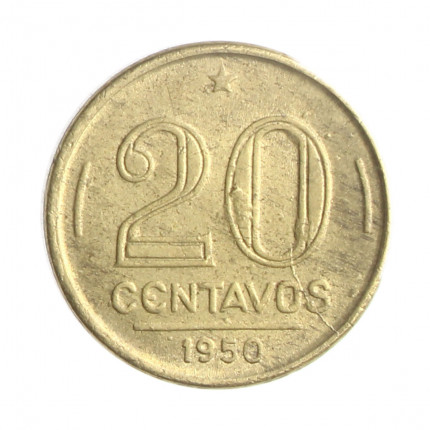 Moeda V-208 20 Centavos 1950 MBC+ Bronze Alumínio Ø19mm 4gr.