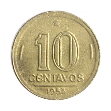 Moeda V-203 10 Centavos 1953 SOB/FC Bronze Alumínio Ø17mm 3gr.