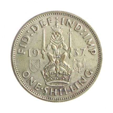 Moeda KM#854 1 Shilling 1937 MBC+ Reino Unido Europa Prata 0.500 Ø23,5mm 5,66gr.