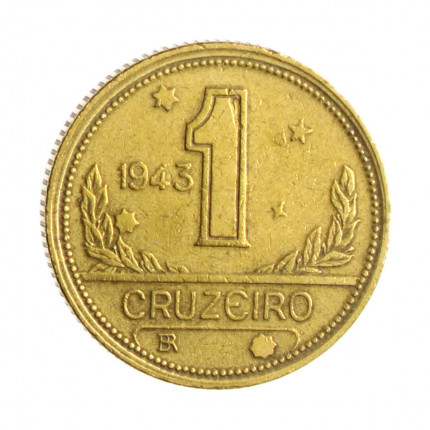 Moeda V-225 1 Cruzeiro 1943 MBC C/Sinais de Limpeza Bronze Alumínio Ø23mm 7gr.Moeda V-225 1 Cruzeiro 1943 MBC C/Sinais de Limpeza Bronze Alumínio Ø23mm 7gr.