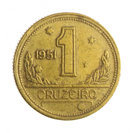 Moeda V-232 1 Cruzeiro 1951 MBC C/Sinais de Limpeza Bronze Alumínio Ø23mm 7gr.