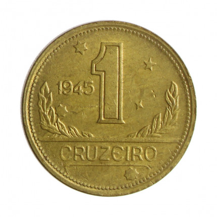 Moeda V-227c 1 Cruzeiro 1945 MBC/SOB S/Sigla Bronze Alumínio Ø23mm 7gr.