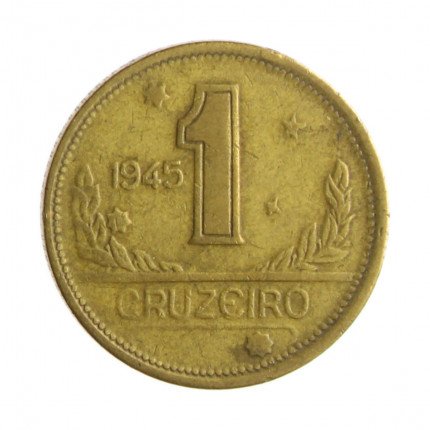 Moeda V-227c 1 Cruzeiro 1945 MBC S/Sigla Bronze Alumínio Ø23mm 7gr.